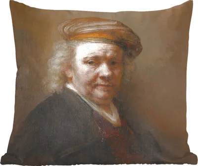 Produktbild von MuchoWow® Zierkissen Sofakissen Wohnzimmer Dekokissen 40x40 cm Selbstbildnis - Gemälde von Rembrandt van Rijn - Foto Kissen - Schlafzimmer Dekoration