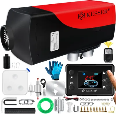 Produktbild von KESSER® Standheizung 8KW für Diesel | Diesel-Heizung mit LCD-Display und Fernbedienung | Lufterhitzer mit Schalldämpfer für Auto PKW LKW Wohnmobil | Heizung, Timer und Thermostat | 12V/24V KFZ