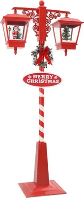 Immagine prodotto di vidaXL Lampione di Natale con 2 lanterne rosso 40,5 x 80 x 188 cm