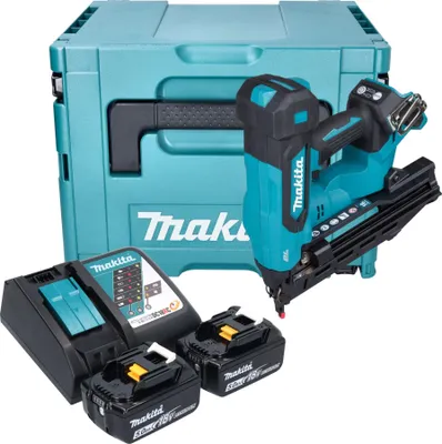 Obrázok produktu pre Makita DBN 610 RTJ akumulátorová klincovačka s vtlačovanou hlavou 18 V 32 – 64 mm bezkefová + 2x akumulátor 5,0 Ah + nabíjačka + Makpac