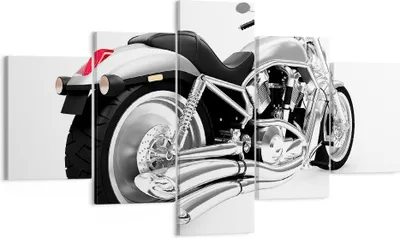 Produktbild von Bild auf Leinwand - Leinwandbild - Chopper Motorrad Chrom - 125x70cm - Wand Bild - Wanddeko - Leinwanddruck - Bilder - Kunstdruck - Wanddekoration - Leinwand bilder - Wandkunst - EA125x70-0476