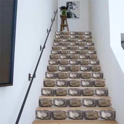 Productafbeelding van 14 Stuks Waterdichte Trapstickers met Baksteenpatroon
