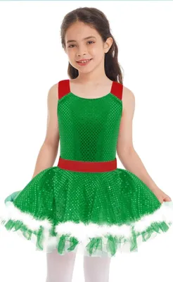 Produktbild von Festliches Weihnachtskleid für Mädchen, Gr. 140 Cm – Ärmelloses Paillettenkleid mit Tutu-Rock – Perfekt für Weihnachten, Party & Cosplay