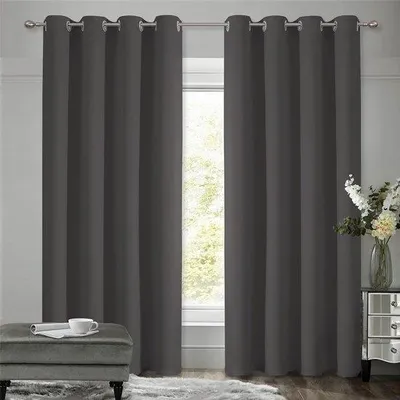 Immagine prodotto di Tende oscuranti termiche Unyqoos®, colore grigio scuro, set da 2, dimensioni 175x140 cm, 100% poliestere – Isolanti e fonoassorbenti, protezione solare/UV dal 95% al 99%