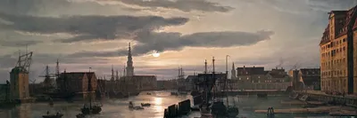 Produktbild von Johan Christian Dahl Kunstdruck Bild - Der Kopenhagener Hafen Im Mondschein, 1846 (30 x 91 cm)