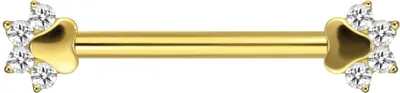 Produktbild von Brustwarzenpiercing, Zungenpiercing, Intim-Piercing Titan Nippelpiercing mit Innengewinde KRISTALLPFOTE