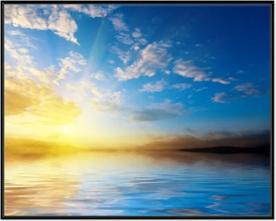 Produktbild von Wallario Wandbild Sonnenuntergang über dem Meer I, Größe: 40,30 x 50,30 cm, Poster mit schwarzem Aluminiumrahmen