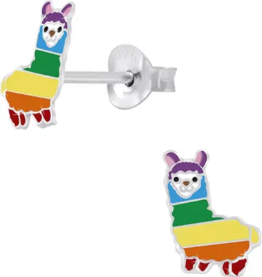 Produktbild von Kinder Ohrstecker 925 Silber Ohrringe für Mädchen Alpaka | 6 mm x 9 mm