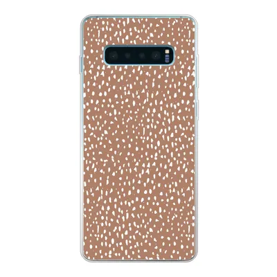 Produktbild von MuchoWow® Handyhülle Schutzhülle Hülle für Samsung Galaxy S10 Lite Polka dots - Weiß - Braun Silikon Softcase Handy Hülle - Schutz