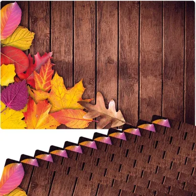 Immagine prodotto di Set di 12 tovagliette lavabili in legno con fogliame autunnale