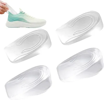 Image de Talons en silicone transparents, de 1 cm et 2 cm, lot de 2 paires, semelles en gel pour hommes et femmes