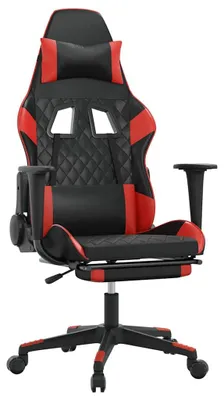 Produktbild von vidaXL Gaming-Stuhl mit Massage & Fußstütze Schwarz & Rot Kunstleder