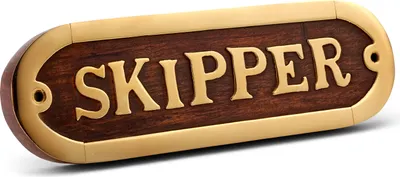 Produktbild von NKlaus Maritimes Türschild Skipper aus Messing und Holz 17x5cm Nautische Dekoration 11768