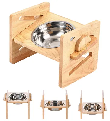 Imagen del producto de Comedero elevado para perros y gatos - Regulable en 4 alturas con cuenco de acero inoxidable