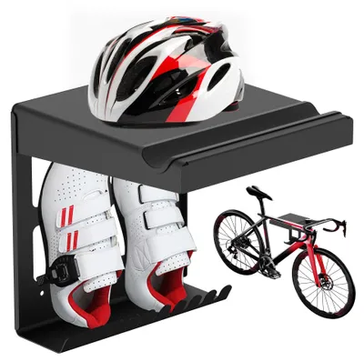 Productafbeelding van Fietshouder wandhouder - Sleutelgatbevestiging - Draagkracht 15 kg - Zwart, voor fietsen en plankhaken
