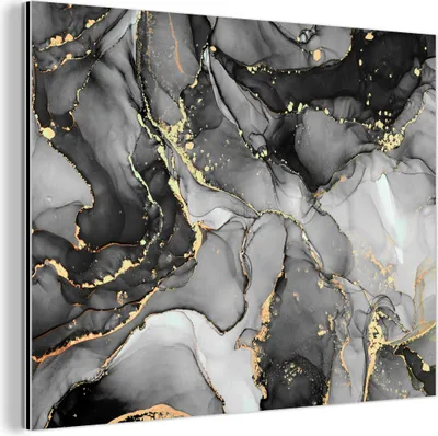 Obrázok produktu pre Nástenná dekorácia Kovový kovový obraz Wall Art 120x90cm Mramor - čierna - zlatá - sivá Muchowow Hliníkové obrazy