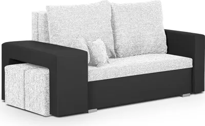 Produktbild von KomfortWelt24 2 Sitzer Sofa mit Schlaffunktion und Bettkasten - Schlafsofa 160x84 cm HUBERT2 Silber/Schwarz