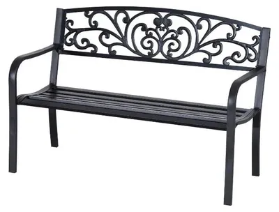 Imagen del producto de Banco de jardín para 2 personas con motivos florales | Color: | Dimensiones: 60x127x87 cm