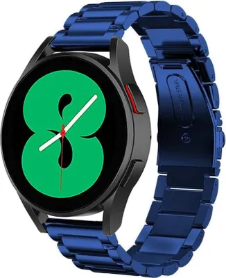 Produktbild von Strap-it Stahlarmband - Kompatibel mit Samsung Galaxy Watch Armband 42mm Ersatzarmband Edelstahl - Faltschließe - Hochwertiges Material - für Smartwatch 20mm Armband Blau