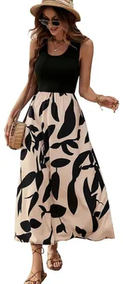 Imagen del producto de Vestido de verano sin mangas con estampado floral y cuello redondo