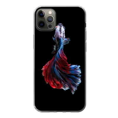 Produktbild von MuchoWow® Handyhülle Schutzhülle Hülle für iPhone 12 Pro Max Fisch - Schwanz - Schwarz Silikon Softcase Handy Hülle - Hartschale