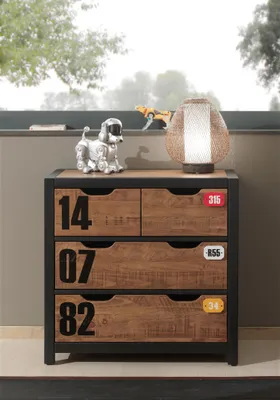 Produktbild von Vipack AXKO2319 Kommode 4 Schubladen Alex; ( 86 cm x 83 cm x 42 cm )