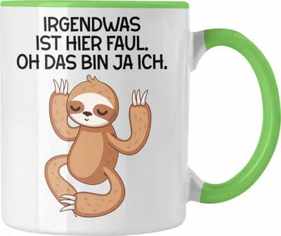 Produktbild von Trendation - Faultier Grafik Tasse Lustiger Spruch Bürotasse mit Spruch Geschenk Kollege Kollegin Faul (Grün)
