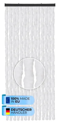 Immagine prodotto di Tenda in pile (56x185 cm) per porte "Bianco" come zanzariera per balcone, terrazza o camper, roulotte, padiglione