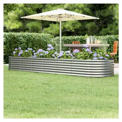 Produktbild von Hochbeet aus pulverbeschichtetem Stahl 296x80x36cm silber