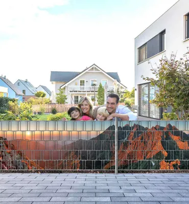Produktbild von Sichtschutzstreifen Berge mit Sonnenuntergang Sichtschutz Garten Zaun - Teil1 + Teil2 - 500x100cm