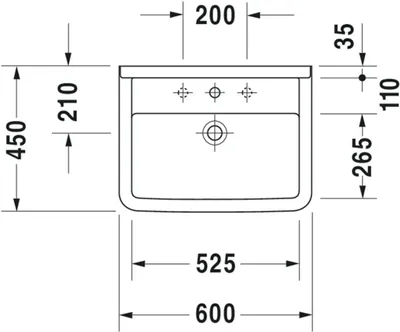 Produktbild von Duravit Duravit Waschtisch STARCK 3 m ÜL HLB 1 HL 600x450mm we