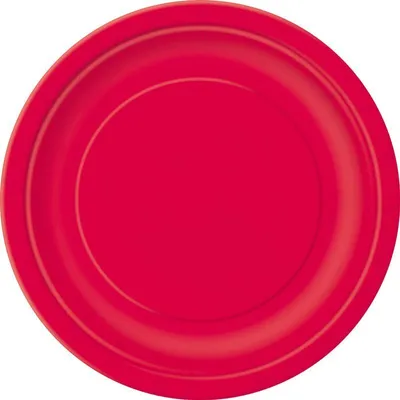 Produktbild von 16 große rote Einweg-Pappteller, rund, ca. 22,8 cm Durchmesser