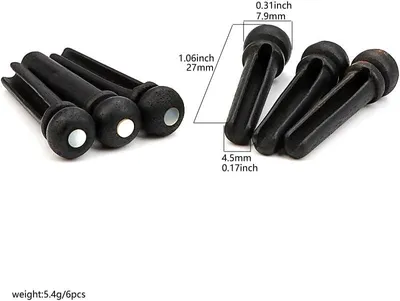 Imagen del producto de Púas para guitarra acústica, fabricadas en ébano, juego de 6 unidades, con incrustación de perla blanca