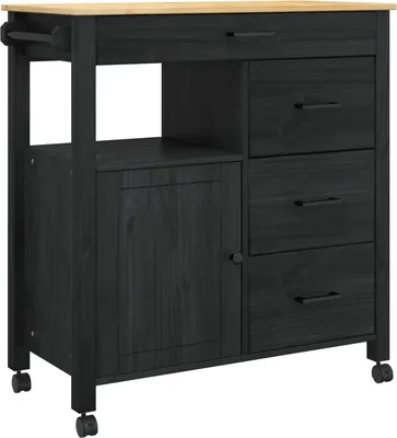 Obrázek produktu pro Kuchyňský vozík MONZA Černý 84 x 40 x 88,5 cm
