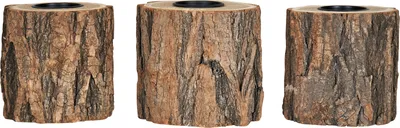 Produktbild von 3er Set Teelichthalter Holz H10cm Kerzenhalter Kerzenständer Baum Natur Unikat