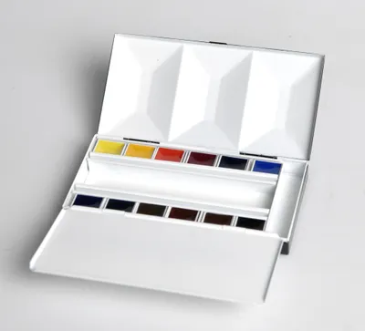 Produktbild von Blockx Aquarellfarben, Zierkasten mit 12 halben Näpfchen 41512BXC