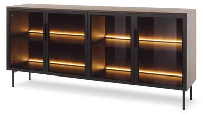 Zdjęcie produktu dla Komoda Lummer z oświetleniem LED, wykończenie: dąb Dunin