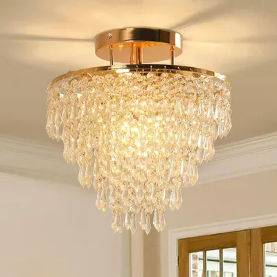 Productafbeelding van Kristallen kroonluchter plafondlamp - Goud - Ø 30 cm - E27