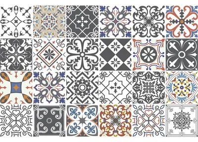 Produktbild von Möbeldekor-Aufkleber – Selbstklebende Aufkleber für Küche und Wohnzimmer – 24 LUIGINO Zementfliesen-Möbelaufkleber – 24 Aufkleber 10 x 10 cm