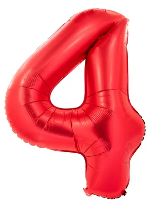 Produktbild von Folienballon 100cm Zahl 4 matt rot
