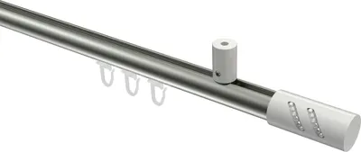 Produktbild von Interdeco Innenlaufstange / Gardinenstange mit Innenlauf Edelstahl-Optik / Weiß, Typ Sonius Zoena (Glitzerzylinder) Deckenmontage, 20 mm Ø 1-läufig, 100 cm