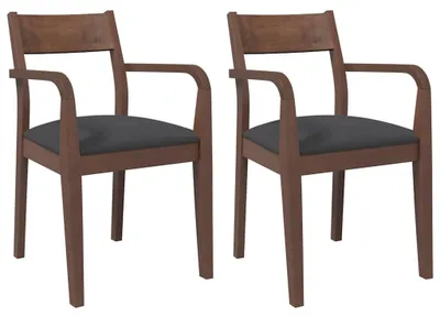 Image de vidaXL Chaises de salle à manger avec coussins 2 pcs. Marron Bois massif Hévéa