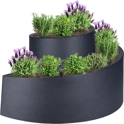 Produktbild von mucHome XXL Kräuterspirale aus Kunststoff - anthrazit 80x65x50cm Spirale Kräuterhochbeet Pflanzgefäß Garten Pflanzspirale Kräuterturm Kräuterschnecke