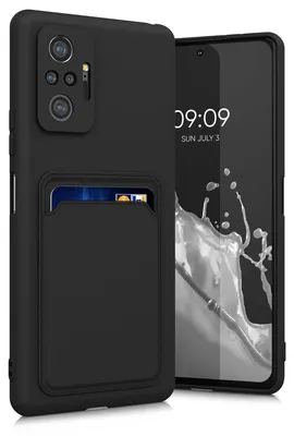 Produktbild von kwmobile Handyhülle für Xiaomi Redmi Note 10 Pro Hülle mit Kartenfach - TPU Case - Kabelloses Laden - Schutzhülle Cover in Schwarz matt