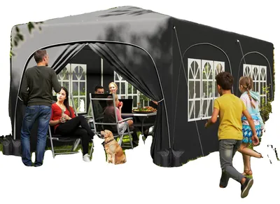 Obrázek produktu pro Stánek Gazebo, rozměry 6,0 m x 3,0 m, látka UPF50, nastavitelná výška, 6 bočních stěn, 4 okna
