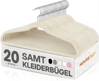 Obrázek produktu pro Sametové ramínka na oblečení, 20 kusů, úsporná konstrukce, protiskluzové, s 360° otočným háčkem, vhodné do šatny
