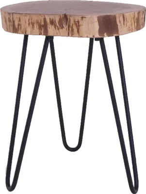 Produktbild von byLIVING Beistelltisch Nasti, Breite 38 cm, Akazie mit Baumkante, Gestell Metall schwarz