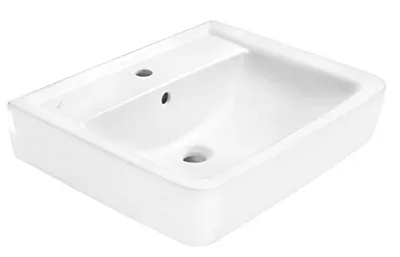 Produktbild von Geberit Waschtisch-/becken Renova Nr. 1 Plan, 600 x 480 mm, Weiß, Eckig, mit Hahnloch und Überlauf, 222260000