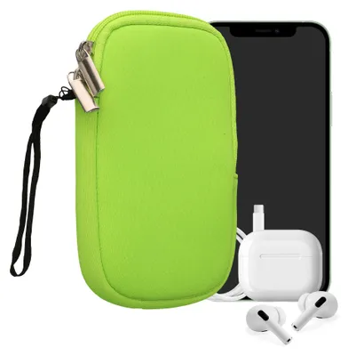 Produktbild von kwmobile Neopren Handytasche für Smartphones M - 5,5" - Handy Tasche mit Reißverschluss - Handyhülle universal Neon Grün