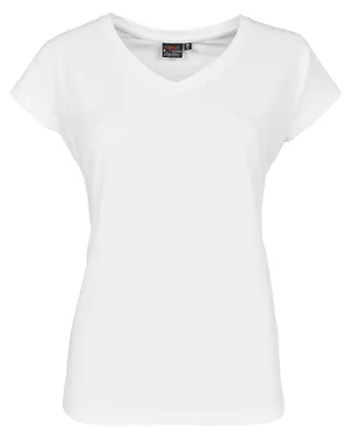 Produktbild von Basic-Shirt mit V-Ausschnitt und kurzen, überschnittenen Ärmeln aus Modal-Mix